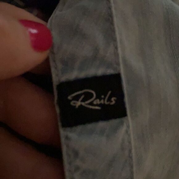 Rails Denim & Plaid Button Down Sleeveless Top - Picture 7 of 7